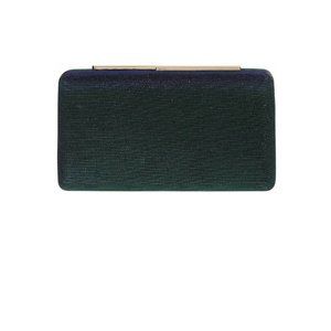 La Regale Shimmer Sparkle Jacquard Slim Minaudiere Clutch - Emerald/Gold